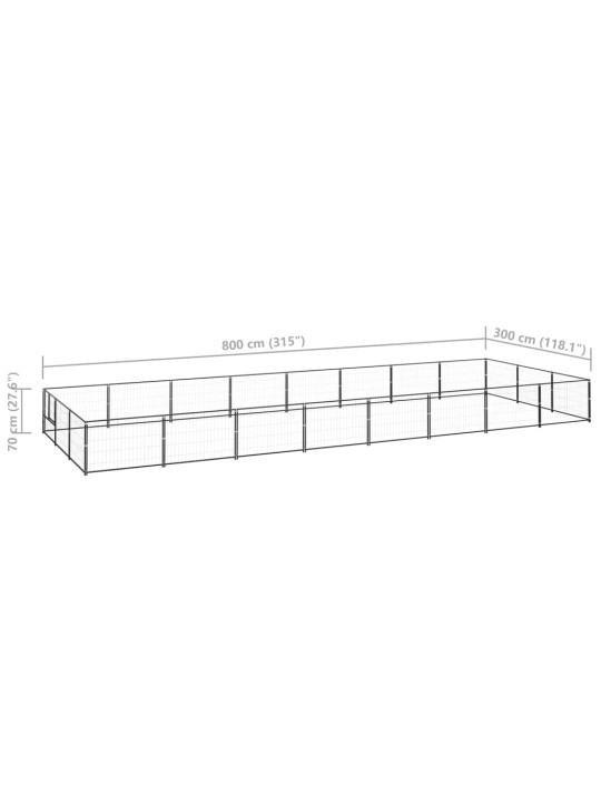 Voljeras šunims, juodos spalvos, 24m², plienas