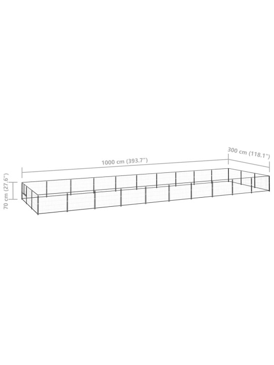 Voljeras šunims, juodos spalvos, 30m², plienas