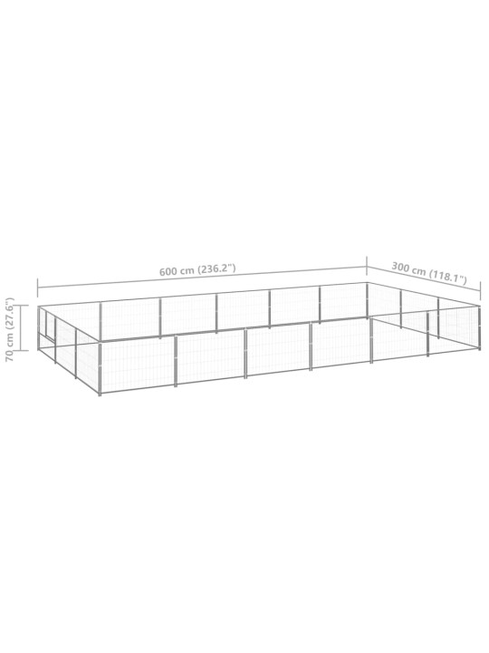 Voljeras šunims, sidabrinės spalvos, 18m², plienas