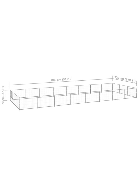 Voljeras šunims, sidabrinės spalvos, 24m², plienas
