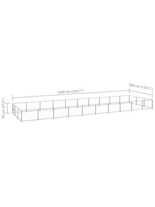 Voljeras šunims, sidabrinės spalvos, 30m², plienas