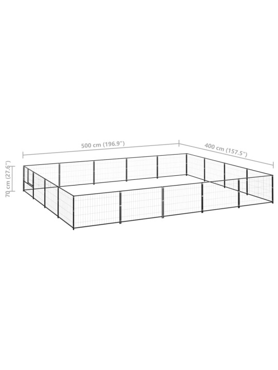 Voljeras šunims, juodos spalvos, 20m², plienas