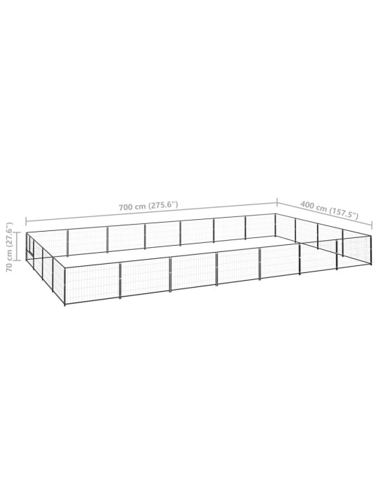 Voljeras šunims, juodos spalvos, 28m², plienas