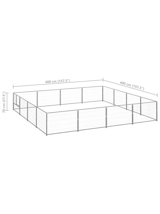 Voljeras šunims, sidabrinės spalvos, 16m², plienas