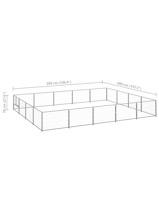 Voljeras šunims, sidabrinės spalvos, 20m², plienas