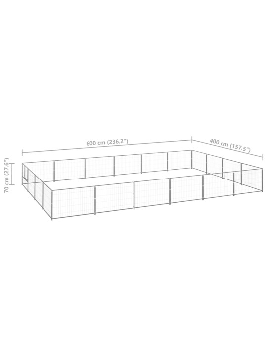 Voljeras šunims, sidabrinės spalvos, 24m², plienas
