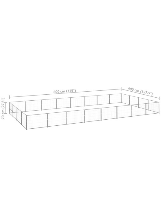 Voljeras šunims, sidabrinės spalvos, 32m², plienas