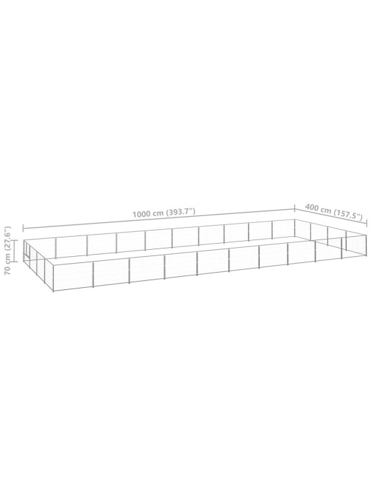 Voljeras šunims, sidabrinės spalvos, 40m², plienas