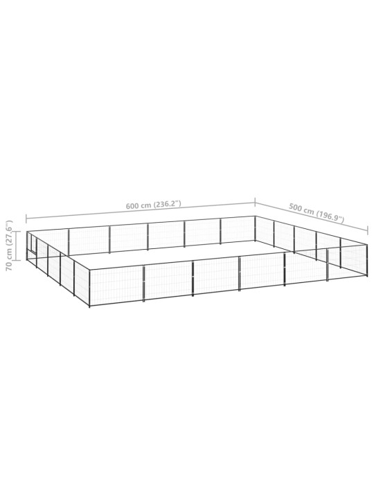 Voljeras šunims, juodos spalvos, 30m², plienas