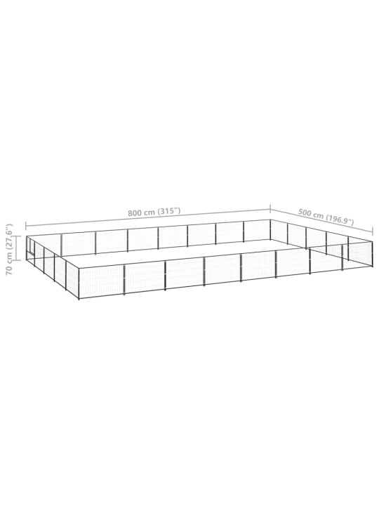 Voljeras šunims, juodos spalvos, 40m², plienas