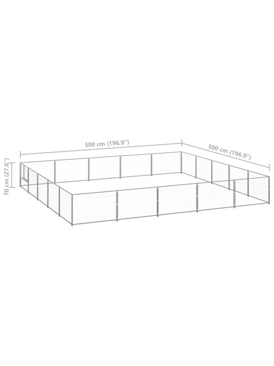 Voljeras šunims, sidabrinės spalvos, 25m², plienas
