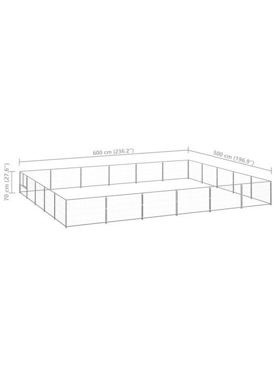 Voljeras šunims, sidabrinės spalvos, 30m², plienas