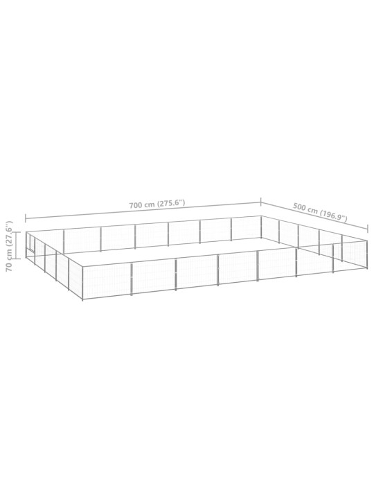 Voljeras šunims, sidabrinės spalvos, 35m², plienas