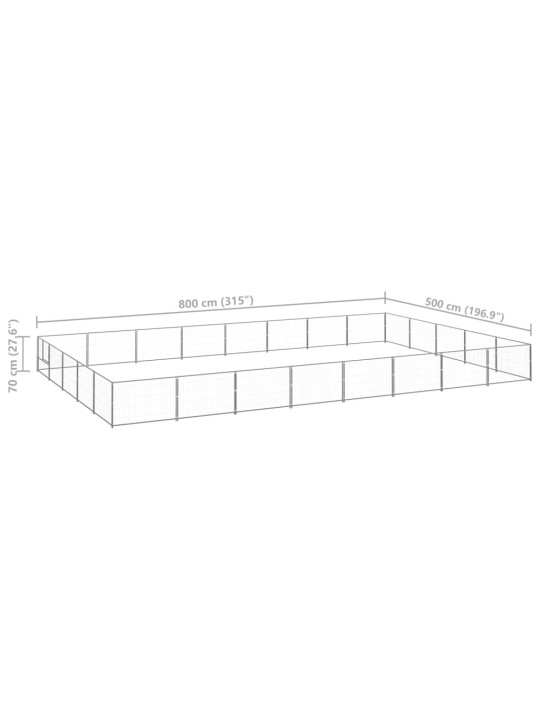 Voljeras šunims, sidabrinės spalvos, 40m², plienas
