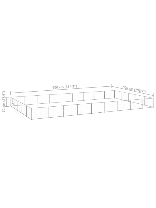 Voljeras šunims, sidabrinės spalvos, 45m², plienas