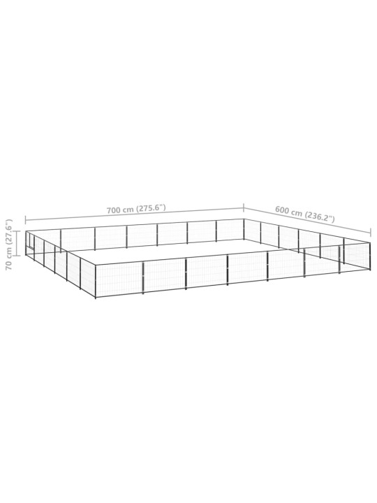 Voljeras šunims, juodos spalvos, 42m², plienas