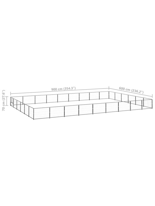 Voljeras šunims, juodos spalvos, 54m², plienas