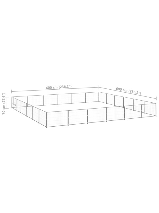 Voljeras šunims, sidabrinės spalvos, 36m², plienas