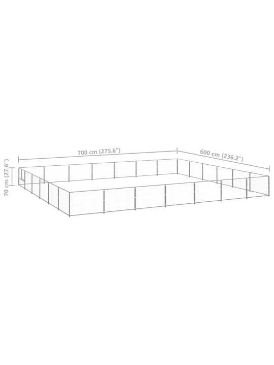 Voljeras šunims, sidabrinės spalvos, 42m², plienas