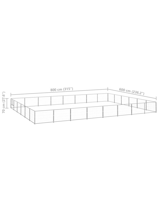 Voljeras šunims, sidabrinės spalvos, 48m², plienas