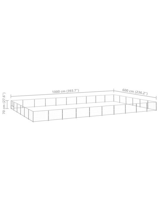 Voljeras šunims, sidabrinės spalvos, 60m², plienas