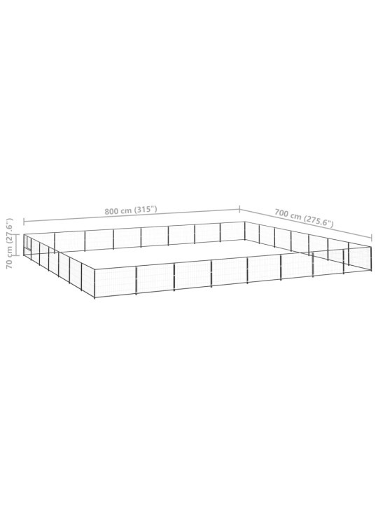 Voljeras šunims, juodos spalvos, 56m², plienas