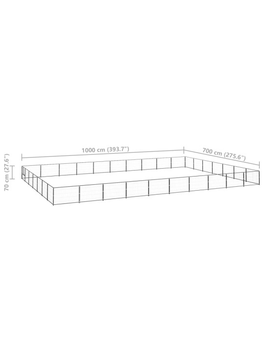 Voljeras šunims, juodos spalvos, 70m², plienas