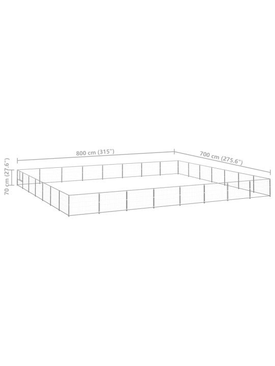 Voljeras šunims, sidabrinės spalvos, 56m², plienas