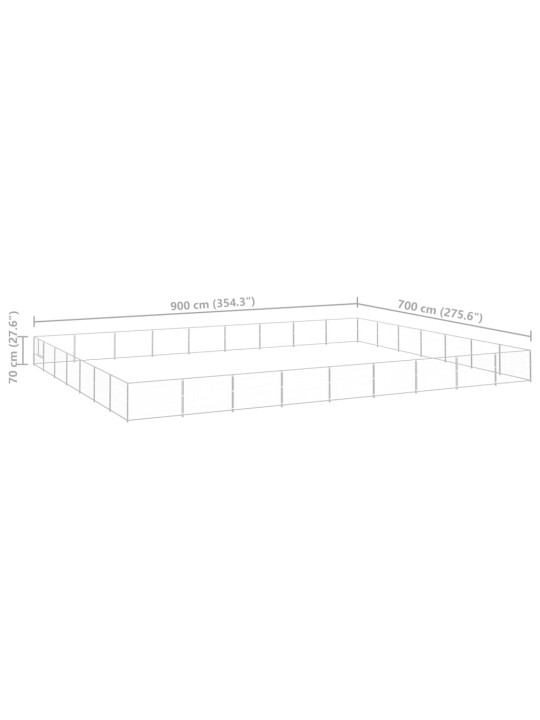 Voljeras šunims, sidabrinės spalvos, 63m², plienas