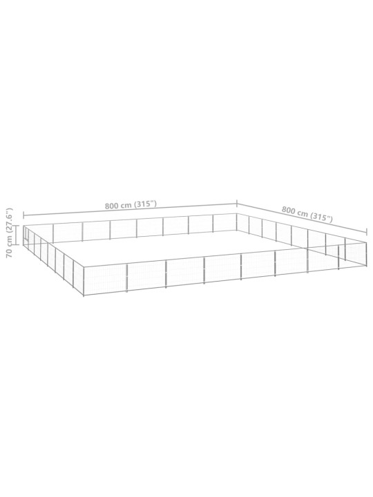 Voljeras šunims, sidabrinės spalvos, 64m², plienas