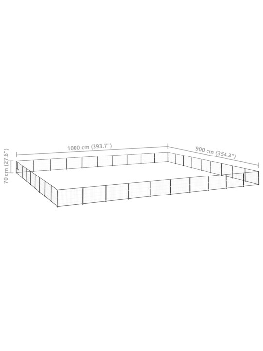 Voljeras šunims, juodos spalvos, 90m², plienas