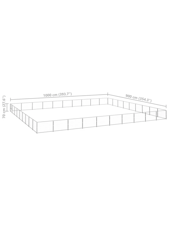 Voljeras šunims, sidabrinės spalvos, 90m², plienas