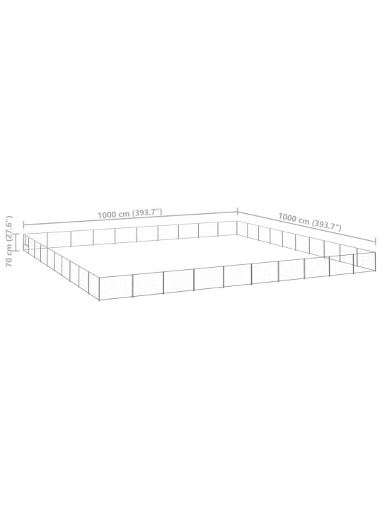 Voljeras šunims, sidabrinės spalvos, 100m², plienas