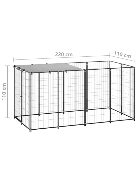 Voljeras šunims, juodos spalvos, 2,42 m², plienas