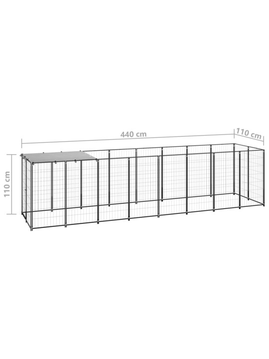 Voljeras šunims, juodos spalvos, 4,84 m², plienas