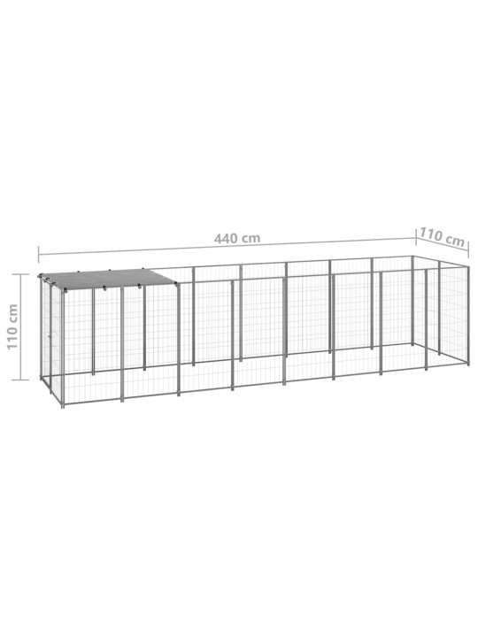 Voljeras šunims, sidabrinės spalvos, 4,84 m², plienas