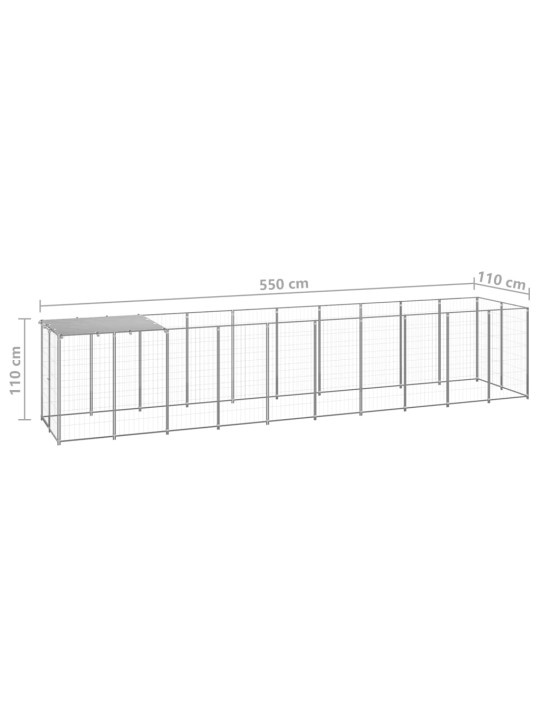 Voljeras šunims, sidabrinės spalvos, 6,05 m², plienas