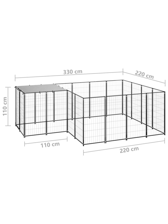 Voljeras šunims, juodos spalvos, 6,05 m², plienas