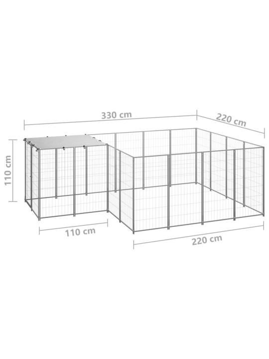 Voljeras šunims, sidabrinės spalvos, 6,05 m², plienas