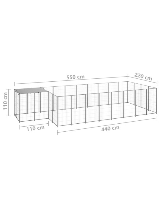 Voljeras šunims, sidabrinės spalvos, 10,89 m², plienas