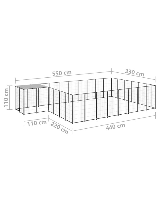 Voljeras šunims, juodos spalvos, 15,73 m², plienas
