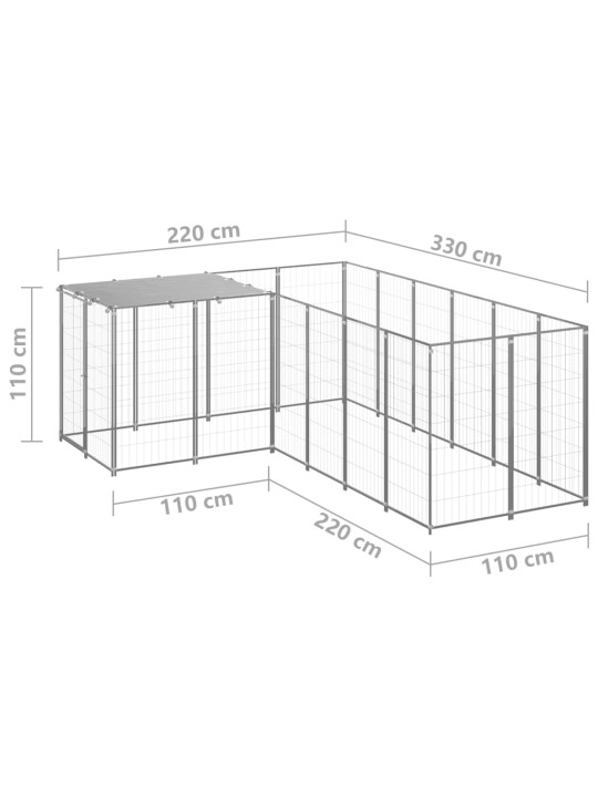 Voljeras šunims, sidabrinės spalvos, 4,84 m², plienas