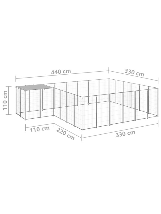 Voljeras šunims, sidabrinės spalvos, 12,1 m², plienas