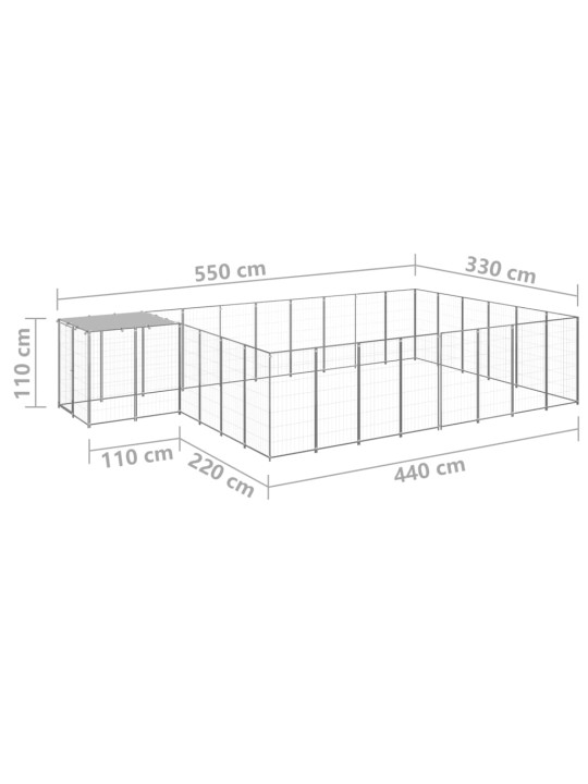 Voljeras šunims, sidabrinės spalvos, 15,73 m², plienas