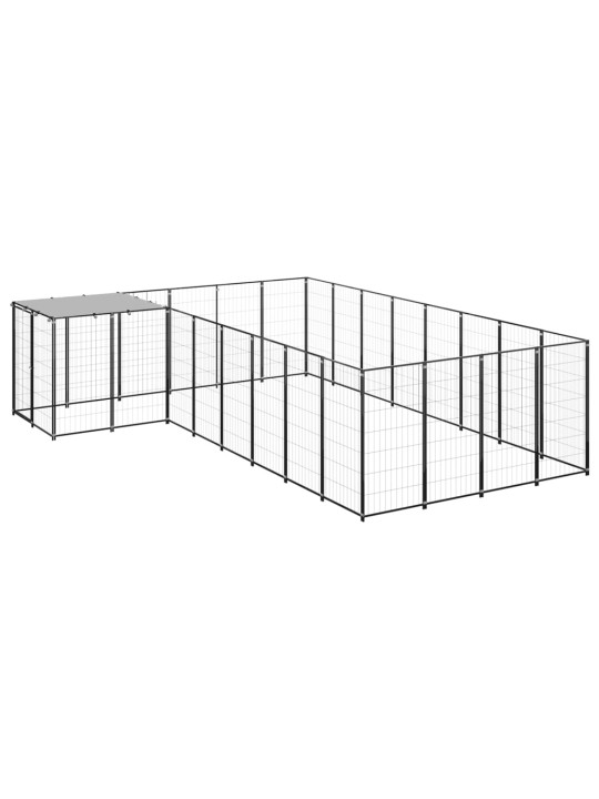Voljeras šunims, juodos spalvos, 10,89 m², plienas