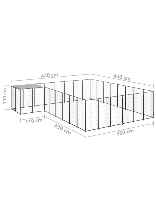 Voljeras šunims, juodos spalvos, 15,73 m², plienas