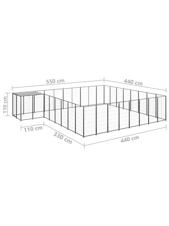 Voljeras šunims, juodos spalvos, 20,57 m², plienas