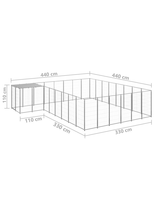 Voljeras šunims, sidabrinės spalvos, 15,73 m², plienas