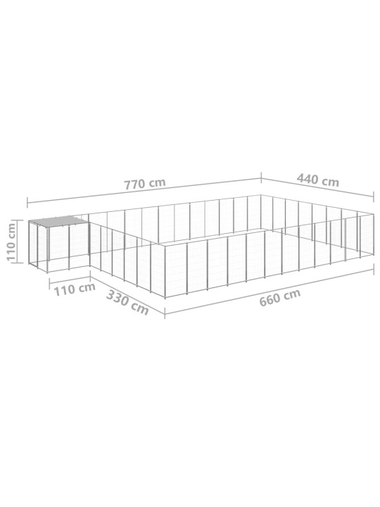 Voljeras šunims, sidabrinės spalvos, 30,25 m², plienas