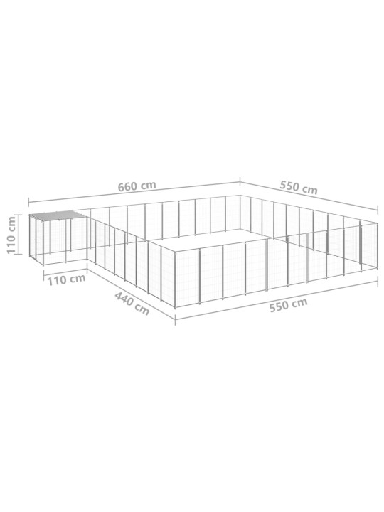 Voljeras šunims, sidabrinės spalvos, 31,46m², plienas